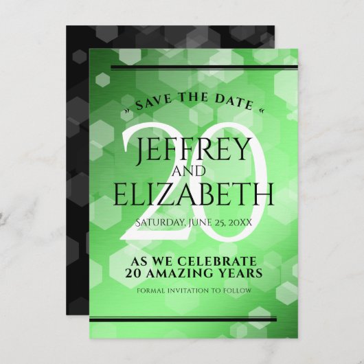 Elegant 20th Emerald Wedding Jubileum Save The Date (Voorkant / Achterkant)