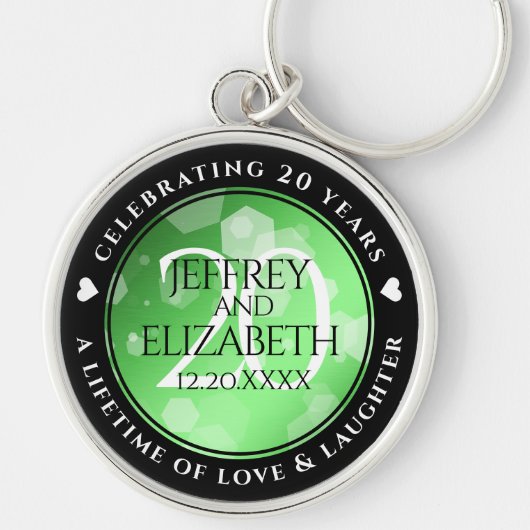 Elegant 20th Emerald Wedding Jubileum Sleutelhanger (Voorkant)