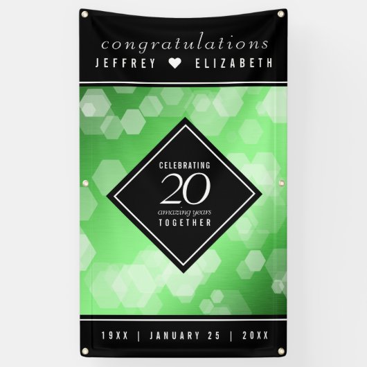 Elegant 20th Emerald Wedding Jubileum Spandoek (Verticaal)