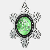 Elegant 20th Emerald Wedding Jubileum Tin Sneeuwvlok Ornament (Rechts)