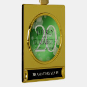 Elegant 20th Emerald Wedding Jubileum Verguld Banner Ornament (Rechts)