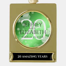 Elegant 20th Emerald Wedding Jubileum Verguld Banner Ornament