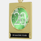 Elegant 20th Emerald Wedding Jubileum Verguld Banner Ornament (Links)