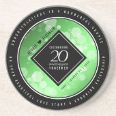 Elegant 20th Emerald Wedding Jubileum Zandsteen Onderzetter (Voorkant)