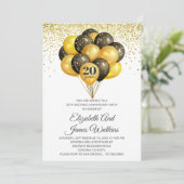 Elegant 20th Wedding Jubileum Gold en Black I Kaart (Staand voorkant)