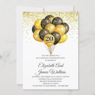 Elegant 20th Wedding Jubileum Gold en Black I Kaart