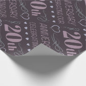 Elegant 20th Wedding Jubileum Lavender Cadeaupapier (Hoek)