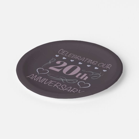 Elegant 20th Wedding Jubileum Lavender Papieren Bordje (Gekanteld)