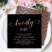 Elegant 21 Roos gouden script 21e verjaardag Kaart