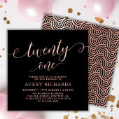 Elegant 21 Roos gouden script 21e verjaardag Kaart