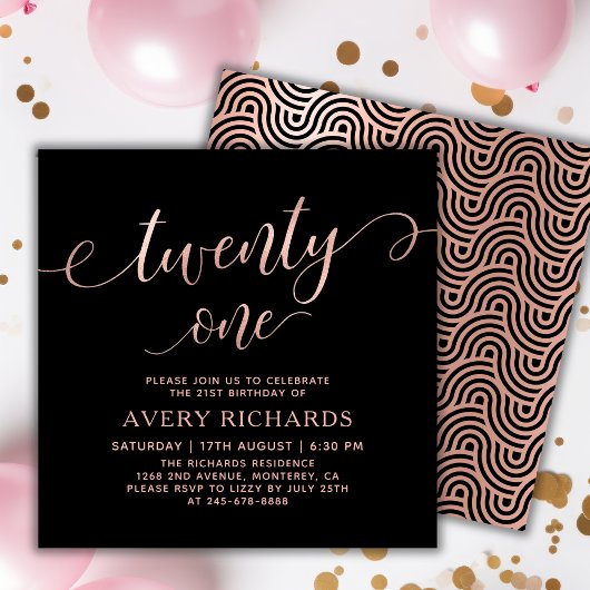 Elegant 21 Roos gouden script 21e verjaardag Kaart