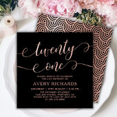 Elegant 21 Roos gouden script 21e verjaardag Kaart