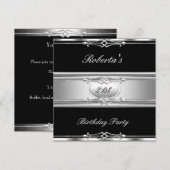 Elegant 21e verjaardag Black Silver 21 Kaart (Voorkant / Achterkant)