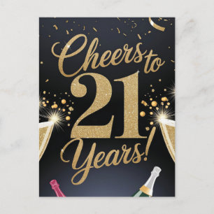 "Elegant 21e Verjaardag Design – Gouden Glitters" Briefkaart