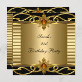 Elegant 21e verjaardag Gold Black Art Deco Jewel Kaart (Voorkant / Achterkant)