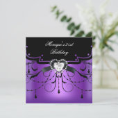 Elegant 21e verjaardag Paarse diamant Kaart (Staand voorkant)