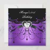 Elegant 21e verjaardag Paarse diamant Kaart (Voorkant)