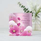 Elegant 21e verjaardag Pink White Poppies Kaart (Staand voorkant)