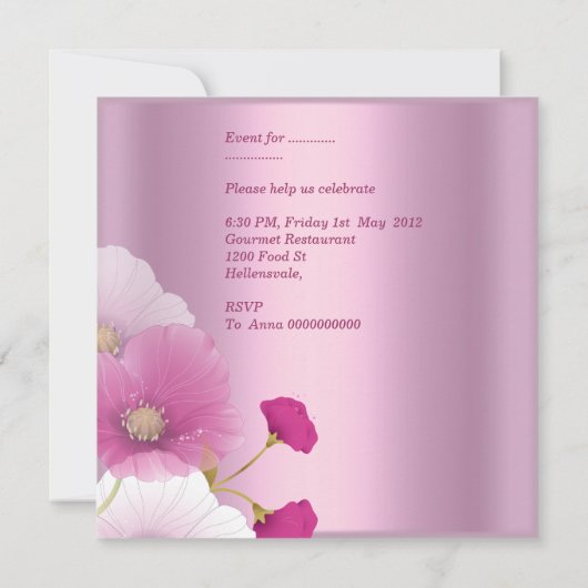 Elegant 21e verjaardag Pink White Poppies Kaart (Achterkant)