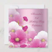 Elegant 21e verjaardag Pink White Poppies Kaart (Voorkant)