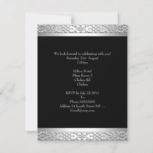 Elegant 21e verjaardag Silver Black Kaart (Achterkant)