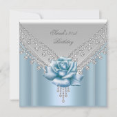 Elegant 21e verjaardag White Blue Roos Kaart (Voorkant)