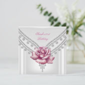 Elegant 21e verjaardag White roze Rose 2 Kaart (Staand voorkant)