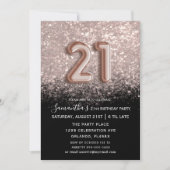 Elegant 21e verjaardag zwart-Roos Gold Glitter Kaart (Voorkant)