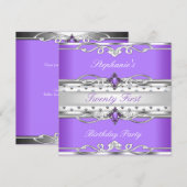 Elegant 21e verjaardagsfeest Paarse Zilver 21 Kaart (Voorkant / Achterkant)