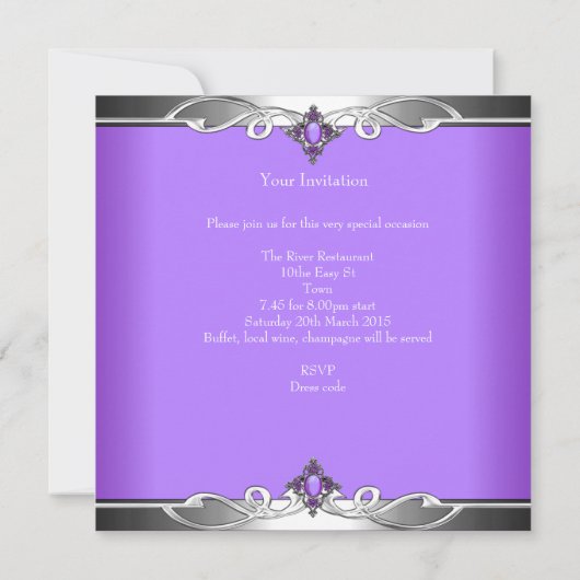 Elegant 21e verjaardagsfeest Paarse Zilver 21 Kaart (Achterkant)