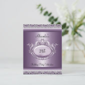 Elegant 21e verjaardagsfeest satijnen paars mauve kaart (Staand voorkant)