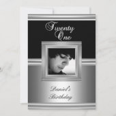 Elegant 21st 21st 21e verjaardag Black Silver Deco Kaart (Voorkant)
