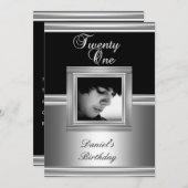 Elegant 21st 21st 21e verjaardag Black Silver Deco Kaart (Voorkant / Achterkant)