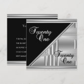 Elegant 21st 21st 21e verjaardag Black Silver Deco Kaart (Voorkant / Achterkant)