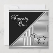Elegant 21st 21st 21e verjaardag Black Silver Deco Kaart (Voorkant)