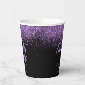Elegant 21st Birthday Black en Paarse glitter Papieren Bekers (Links)