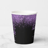 Elegant 21st Birthday Black en Paarse glitter Papieren Bekers (Rechts)