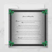 Elegant 21st Birthday Black Silver Emerald Bow Kaart (Achterkant)