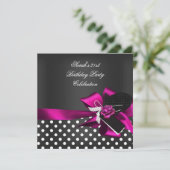 Elegant 21st Birthday Black Spot White Pink Rose 2 Kaart (Staand voorkant)