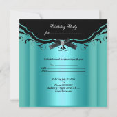 Elegant 21st Birthday Blauwgroen Blue Black Diamon Kaart (Achterkant)