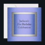 Elegant 21st Birthday Blue & Silver Metallic Kaart<br><div class="desc">Alle evenementen, feestdagen, aankondigingen en uitnodigingen van de verjaardag. Geschikt voor alle verjaardagen en -gebeurtenissen. Rsvp is beschikbaar op verzoek in gelijkaardige stijl. Mooie, stijlvolle, halfblauw en zilvergrijze metalen vierkant gelaagd op de 21ste verjaardag van de geboorte. Pas voor om het even welke gelegenheid aan en om stijl van tekst...</div>