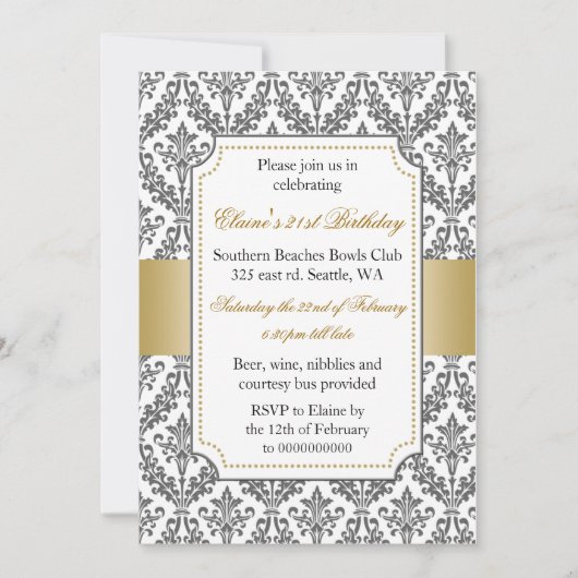 Elegant 21st Birthday party Invitation Kaart (Voorkant)