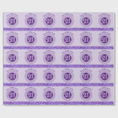 Elegant 21st Birthday Purple Glitter with Stripes Cadeaupapier (Vlak)