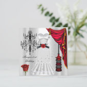 Elegant 21st Birthday Red Rose White Black Kaart (Staand voorkant)