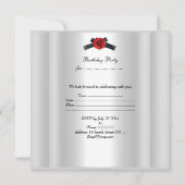 Elegant 21st Birthday Red Rose White Black Kaart (Achterkant)