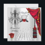 Elegant 21st Birthday Red Rose White Black Kaart<br><div class="desc">Elegant 21e verjaardag Red Rose White Silver Black White Jewel Invitation Birthday Party</div>
