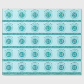 Elegant 21st Birthday Teal Blue Glitter & Stripes Cadeaupapier (Vlak)