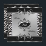 Elegant 21st Birthday Zebra Black White Silver Kaart<br><div class="desc">Elegant 21st Birthday Zebra Black White Silver . Elegant Classy All Occasion Verandert gewoon de leeftijd. verjaardagsuitnodiging voor Sjabloon</div>
