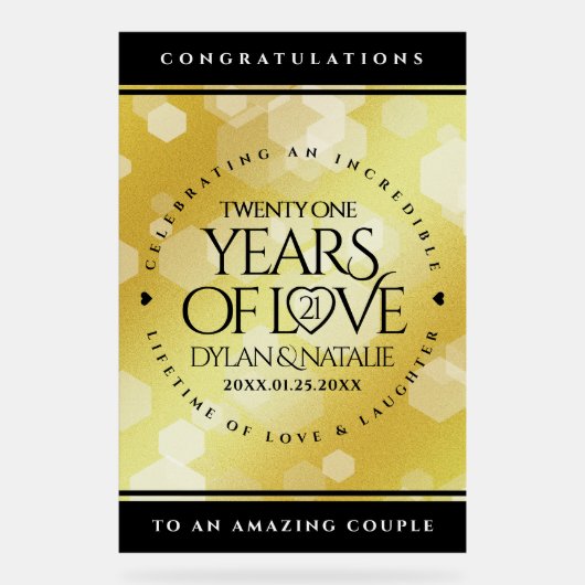 Elegant 21st Brass Wedding Jubileum Celebration Acryl Bord (Voorkant)