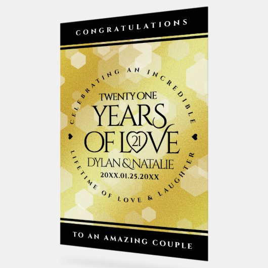 Elegant 21st Brass Wedding Jubileum Celebration Acryl Bord (Hoek)